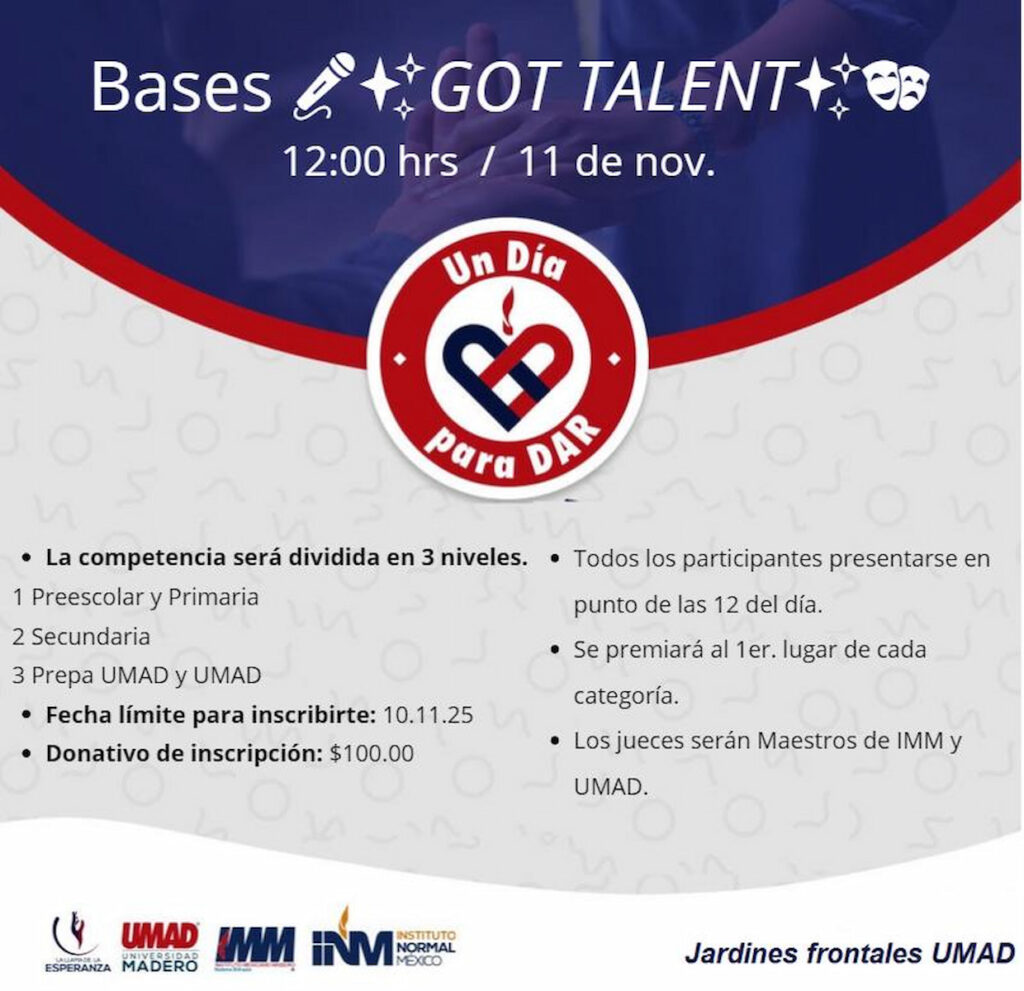 Cartel con las bases del concurso Go Talent del evento Un Día para Dar UMAD 2025.