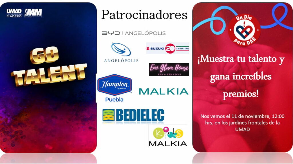Cartel de patrocinadores del evento Un Día para Dar UMAD 2025 con logotipos de empresas colaboradoras.